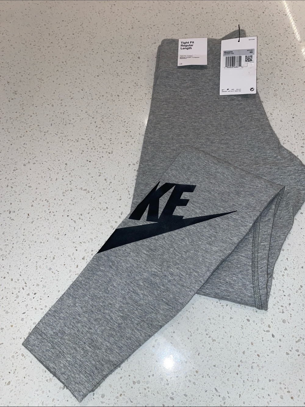 Nike Women’s  Grey Leggings with Black Swoosh Logo